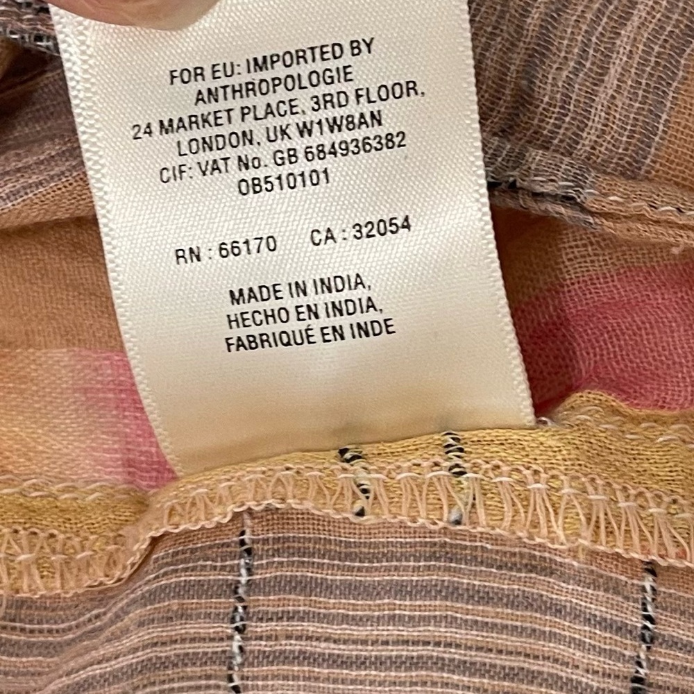 Anthropologie Holding Horses Orange Pink Plaid Faye Tank Top Size 0 - Picture 7 of 7